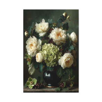 Dutch Floral Green Still Life Wall Art & Canvas Print