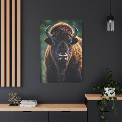 Vibrant Prairie Bison with Natural Green Backdrop Wall Art & Canvas Print