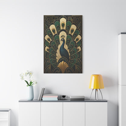 Art Deco Peacock Fan Composition Wall Art & Canvas Print