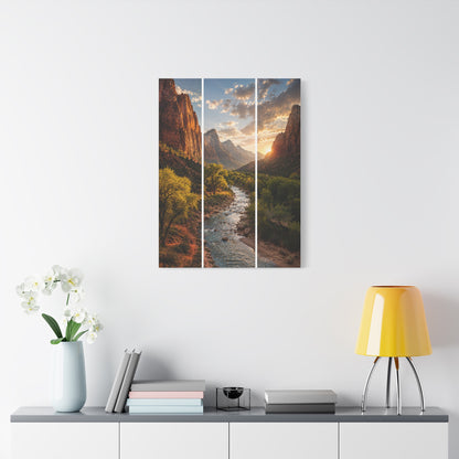 Zion Canyon Triptych Landscape Wall Art & Canvas Print