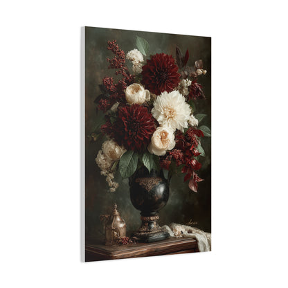 Burgundy Dahlia Floral Still Life Wall Art & Canvas Print