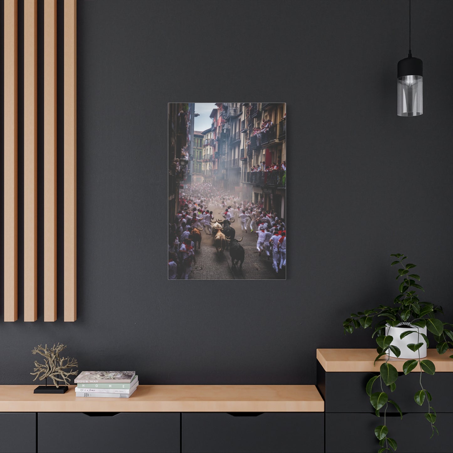 Pamplona Festival Bull Run Wall Art & Canvas Print