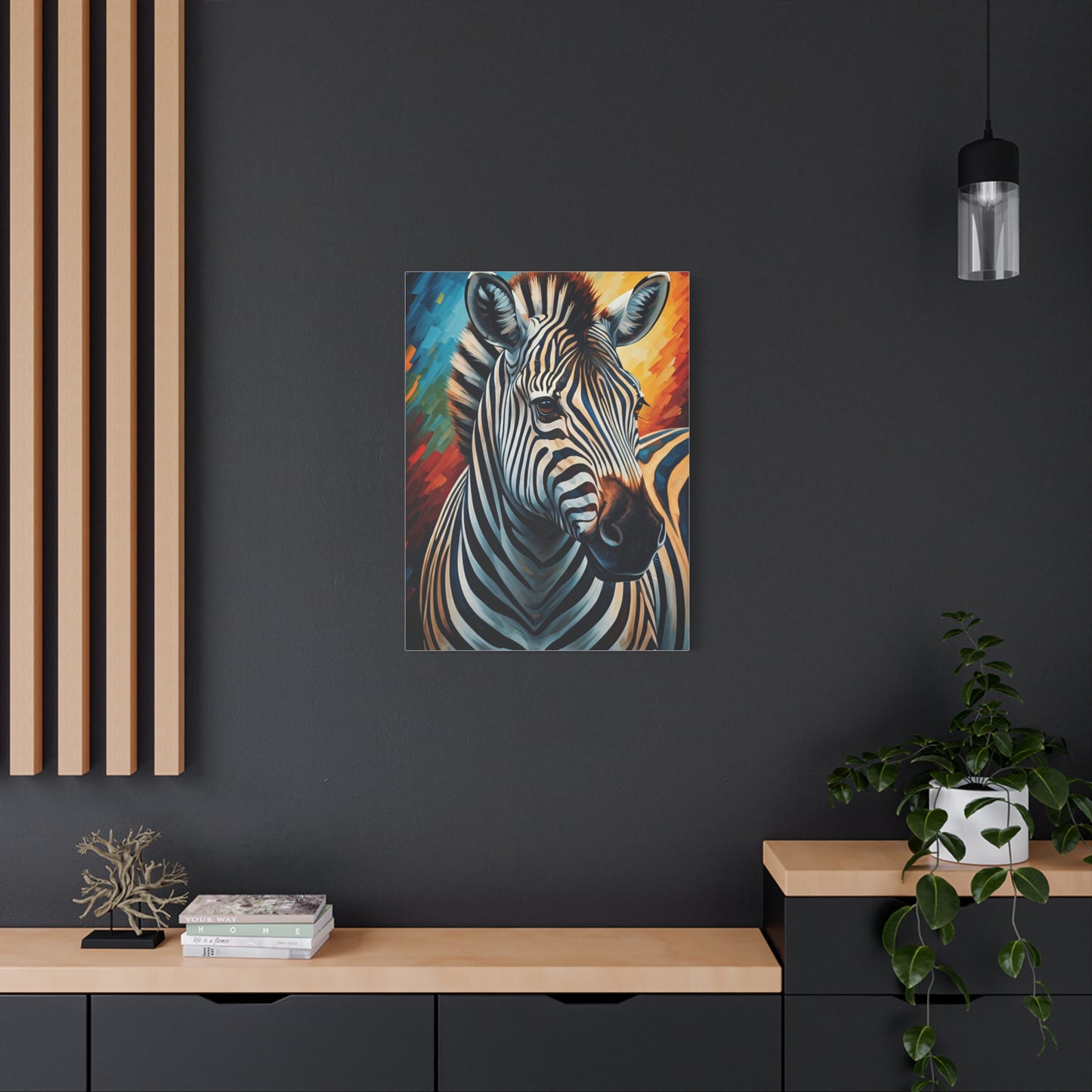 Vibrant Stripes Zebra Portrait Wall Art & Canvas Print