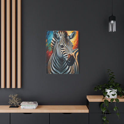 Vibrant Stripes Zebra Portrait Wall Art & Canvas Print