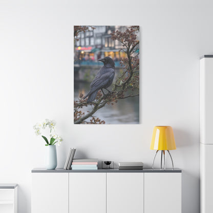 Raven on a Tree Branch Wall Art & Canvas Print
