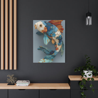 Driftwood Koi Sculpture Wall Art & Canvas Print