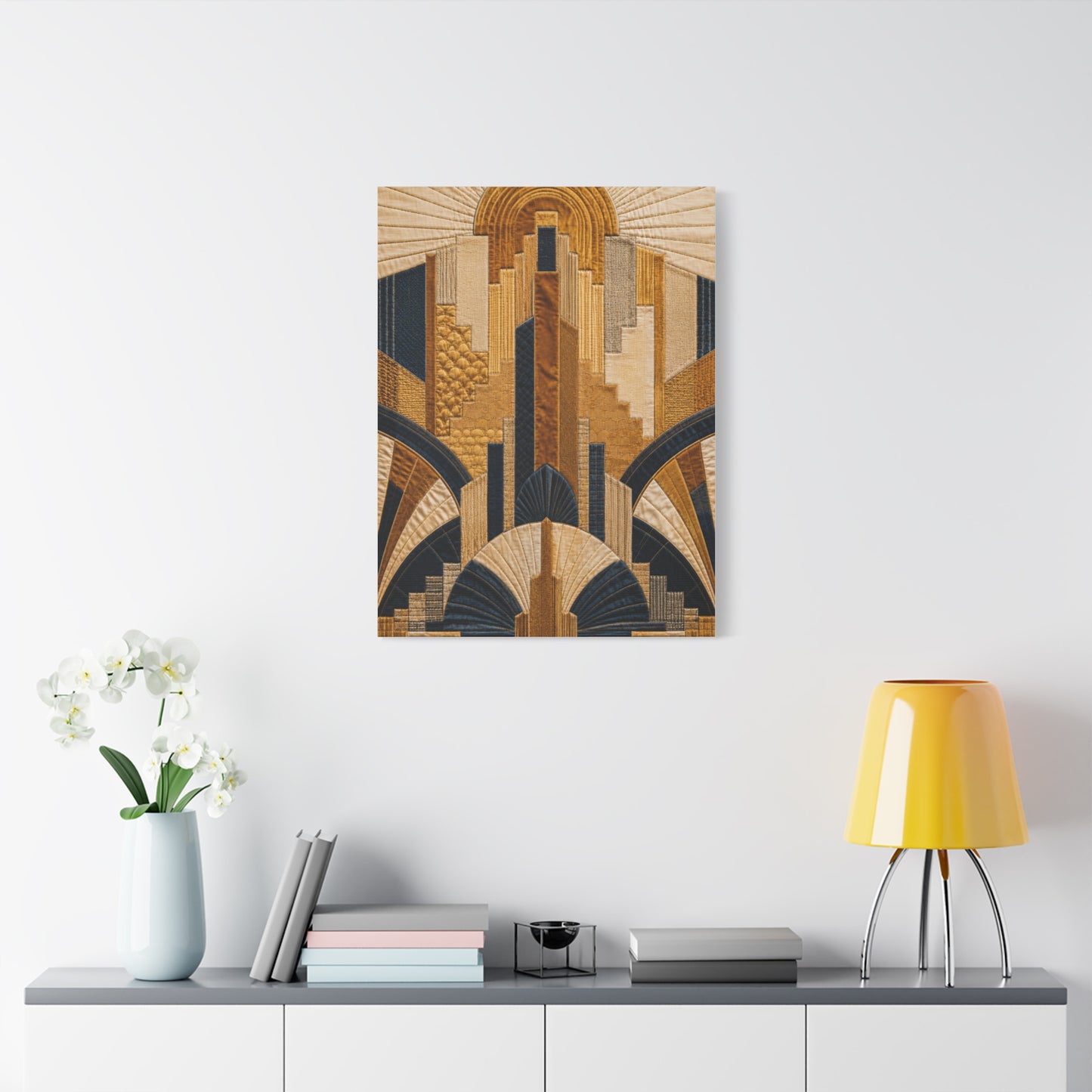 Art Deco Textile Geometric Tapestry Wall Art & Canvas Print