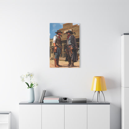 Rival Cowboys Facing Off Outside the Saloon Wall Art & Canvas Print