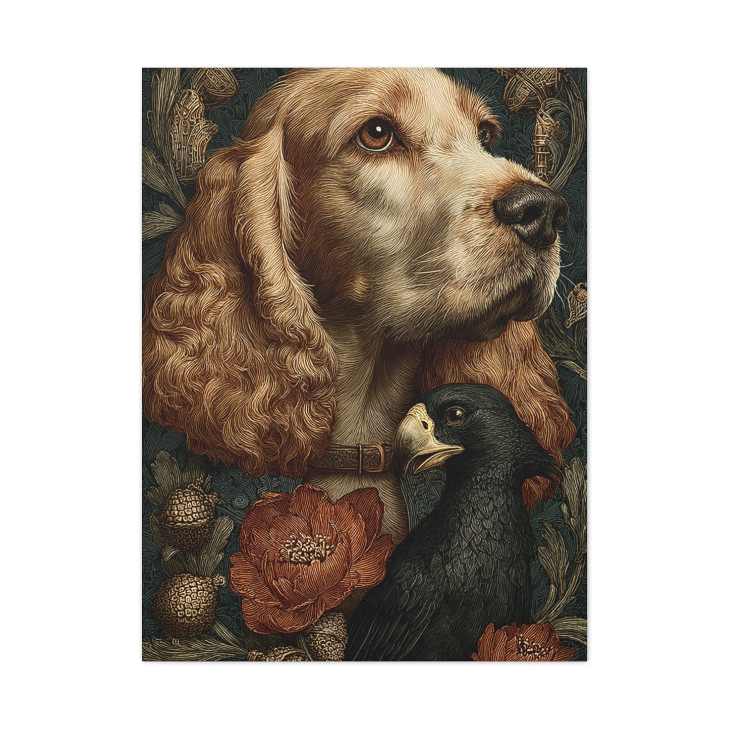 English Cocker Spaniel Botanical Heritage Portrait Wall Art & Canvas Print