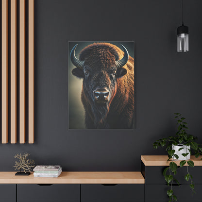 Cinematic American Bison with Golden Rim Light Wall Art & Canvas Print