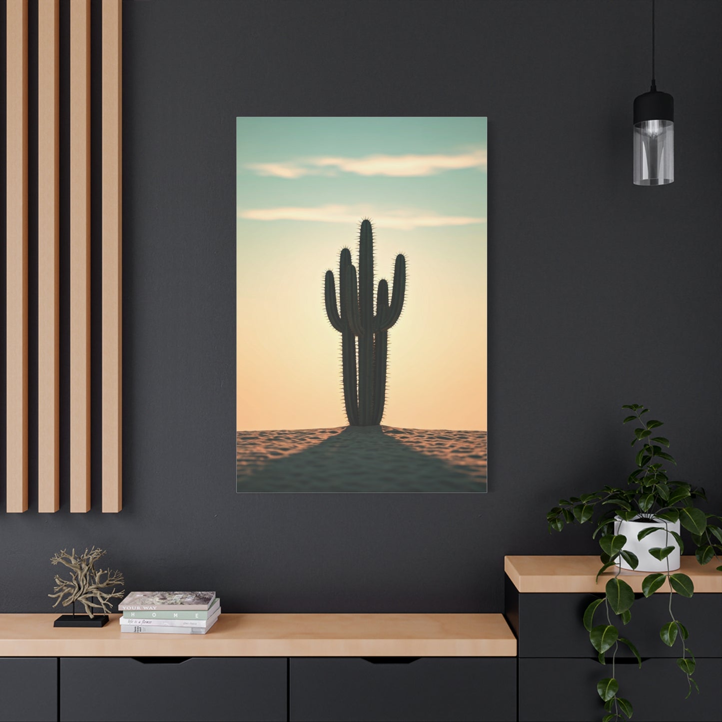 Lone Saguaro Desert Sunset Silhouette Wall Art & Canvas Prints
