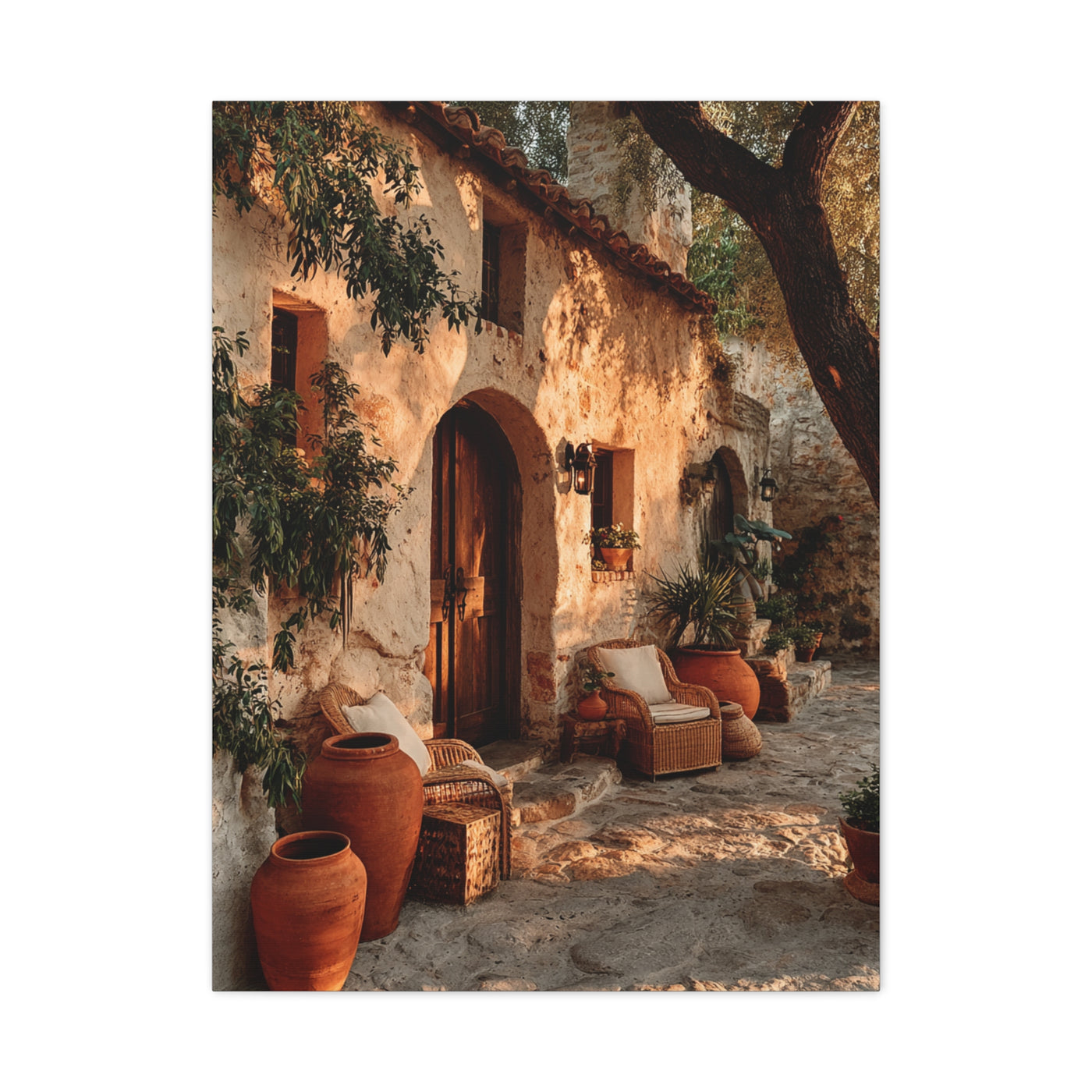Mediterranean Farmhouse Courtyard Wall Art & Canvas Print