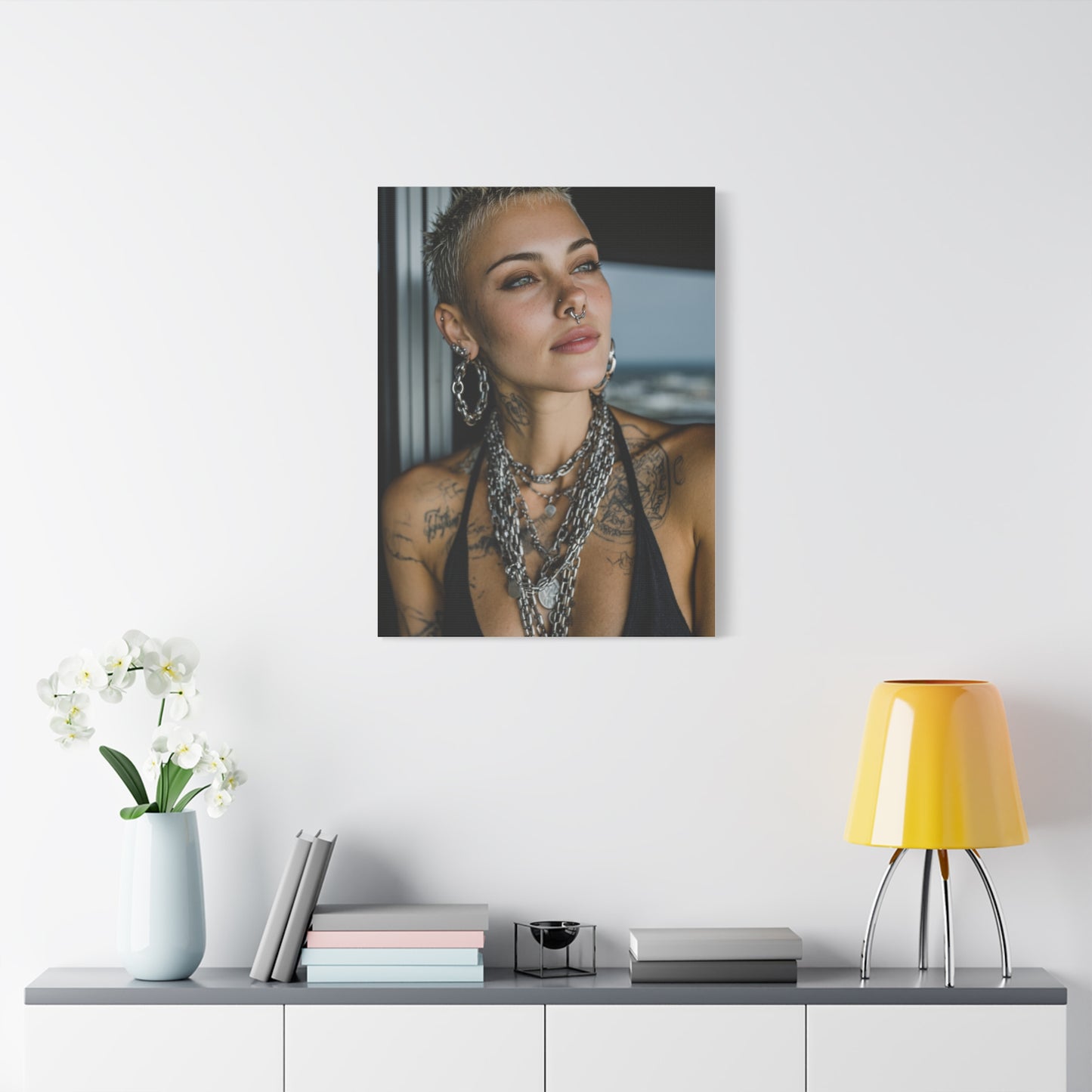 Tattooed Woman Urban Editorial Portrait Wall Art & Canvas Print