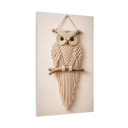 Boho Macrame Owl Textile Wall Art & Canvas Print