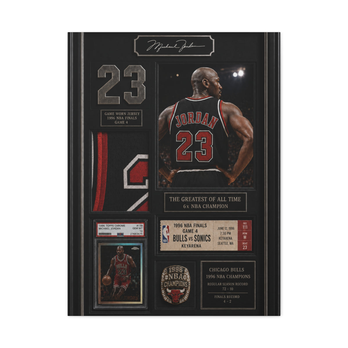 Michael Jordan Championship Memorabilia Sports Wall Art & Canvas Print
