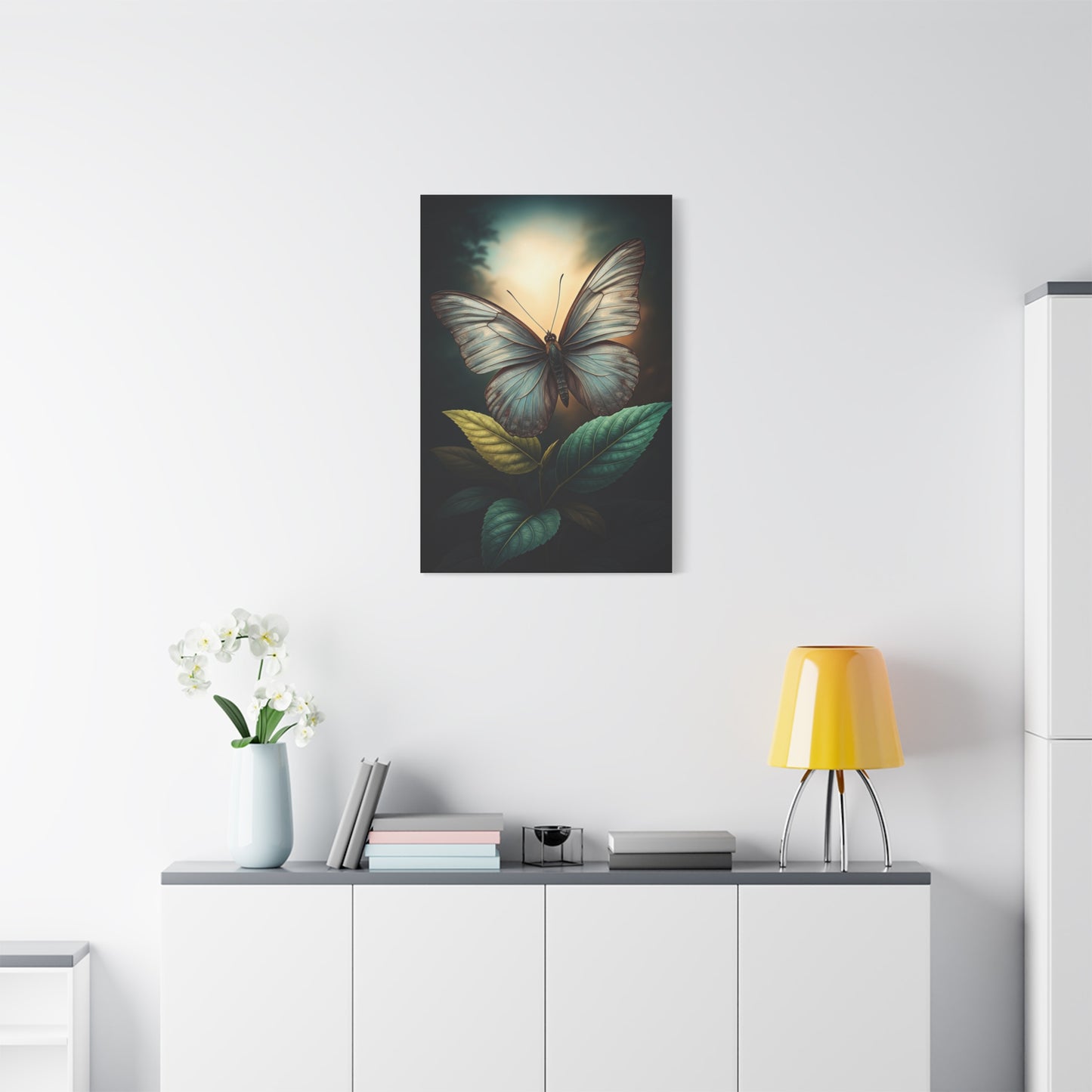 Luminous Pale Wing Butterfly Garden Portrait Wall Art & Canvas Prints