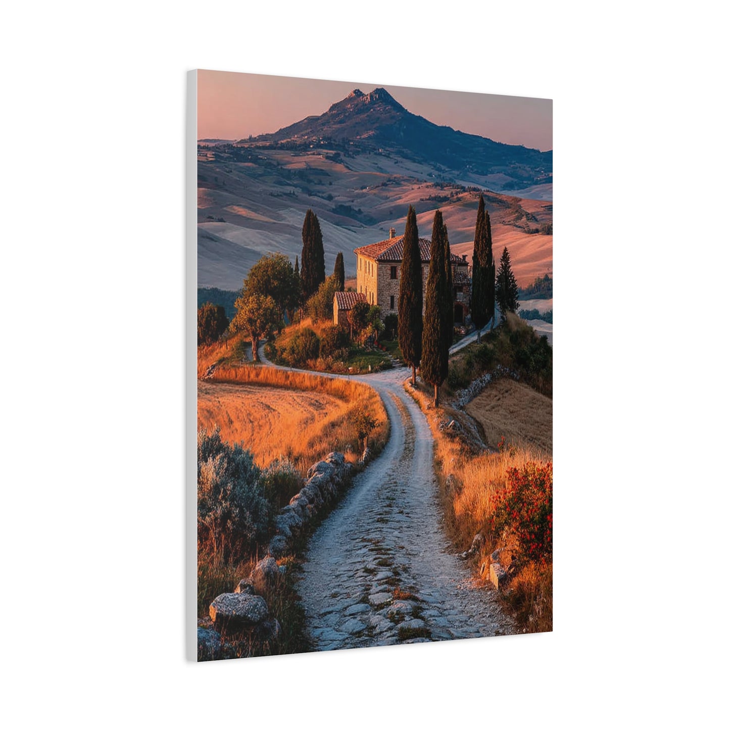 Tuscan Hilltop Villa Road Wall Art & Canvas Print