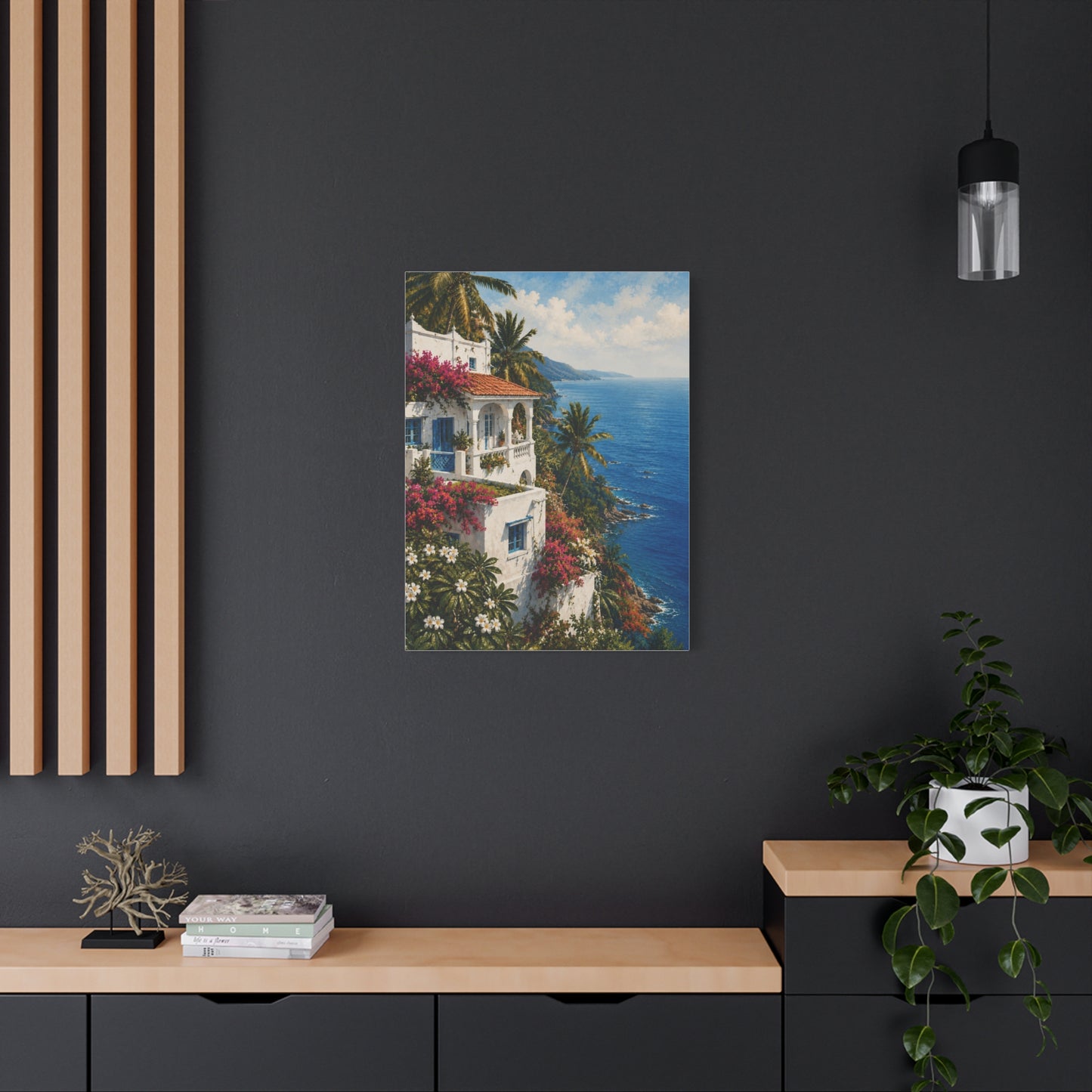 Mediterranean Coastal Villa Escape Tropical Wall Art & Canvas Print