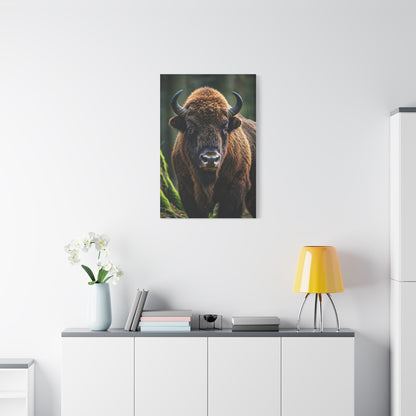 American Bison in Prairie Grass Portrait Wall Art & Canvas Print