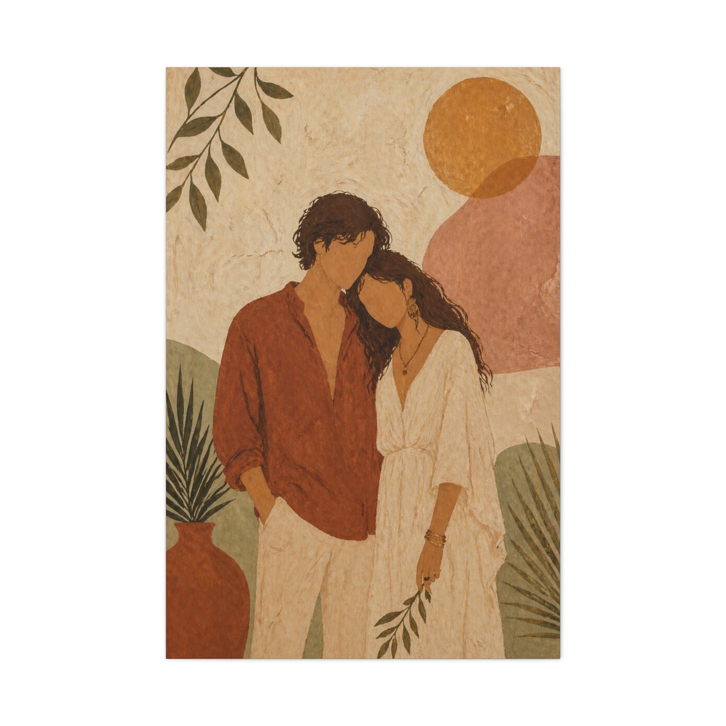 Bohemian Faceless Couple Portrait Wall Art & Canvas Print