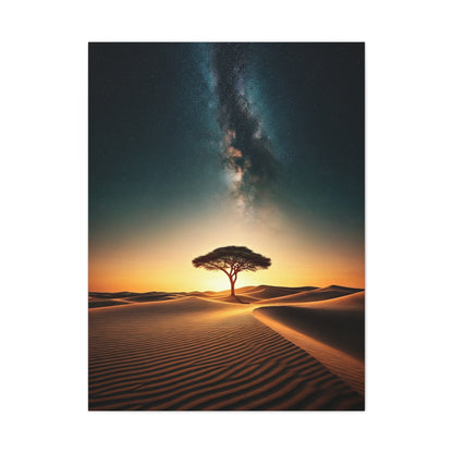 Lone Acacia Under the Cosmic Sky Wall Art & Canvas Prints