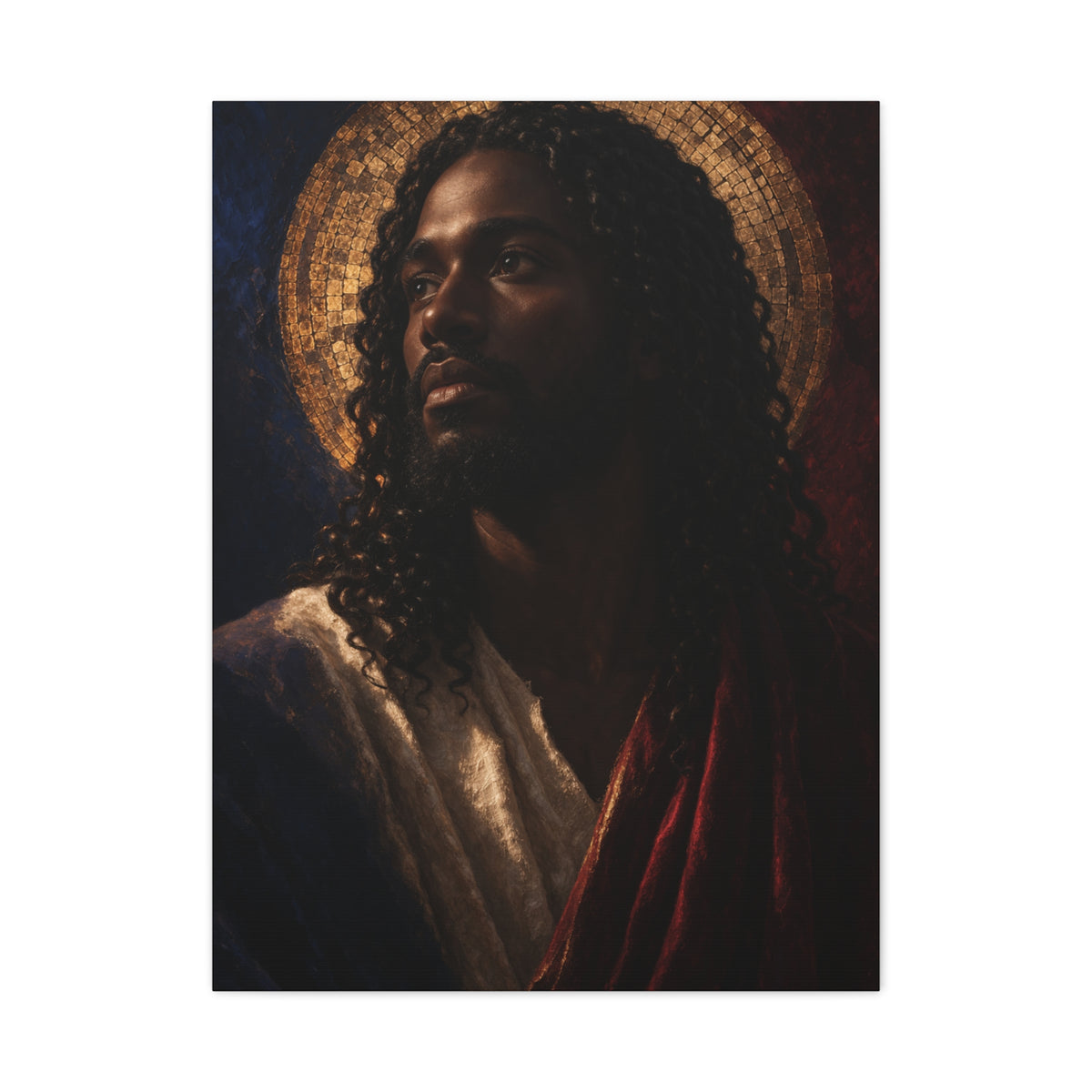 Christ with Golden Halo Contemporary Portrait Wall Art & Canvas Print