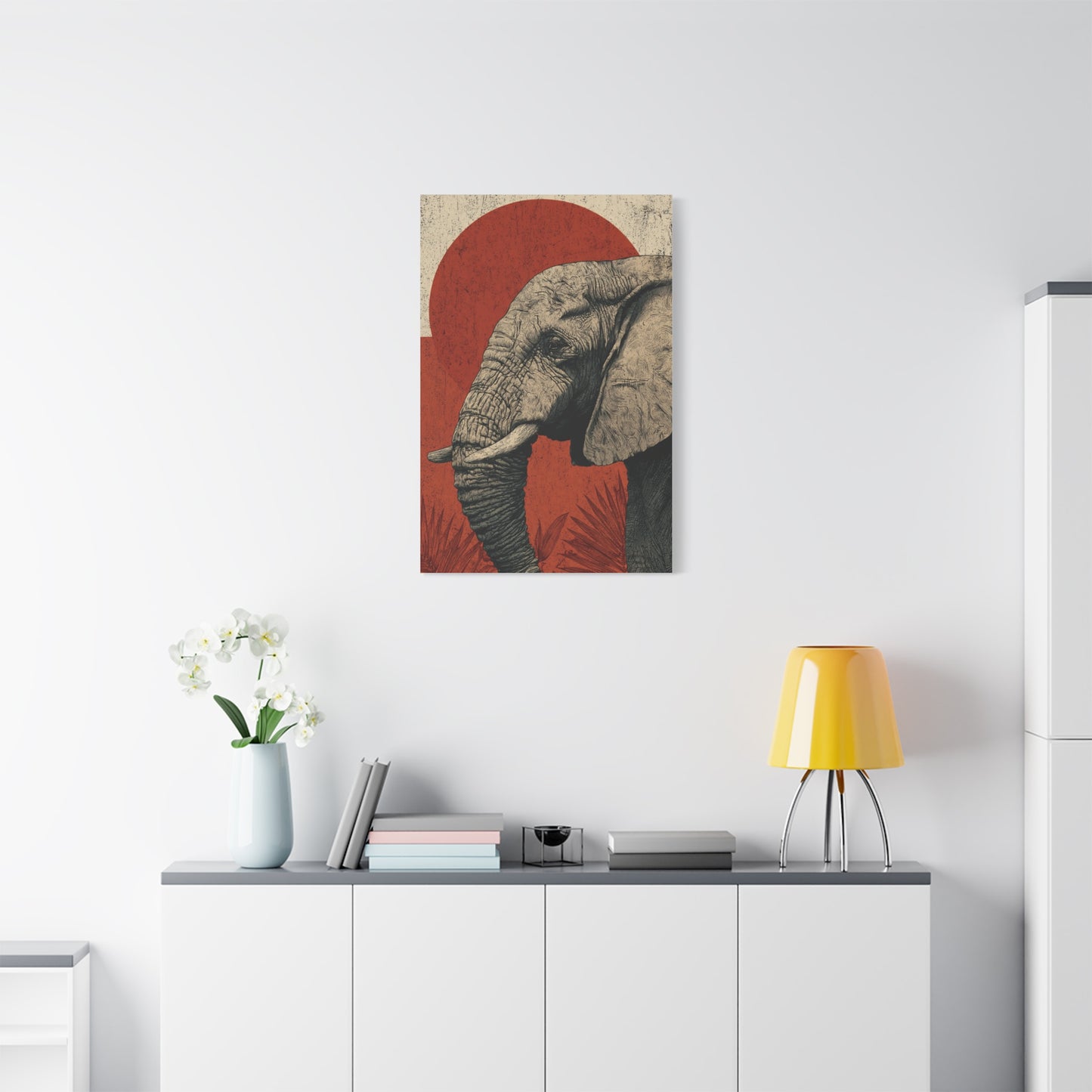Minimal Boho Elephant Line Portrait Wall Art & Canvas Print