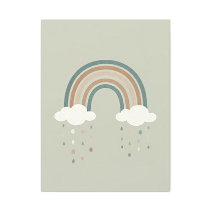 Pastel Rainbow & Clouds Nursery Wall Art & Canvas Print
