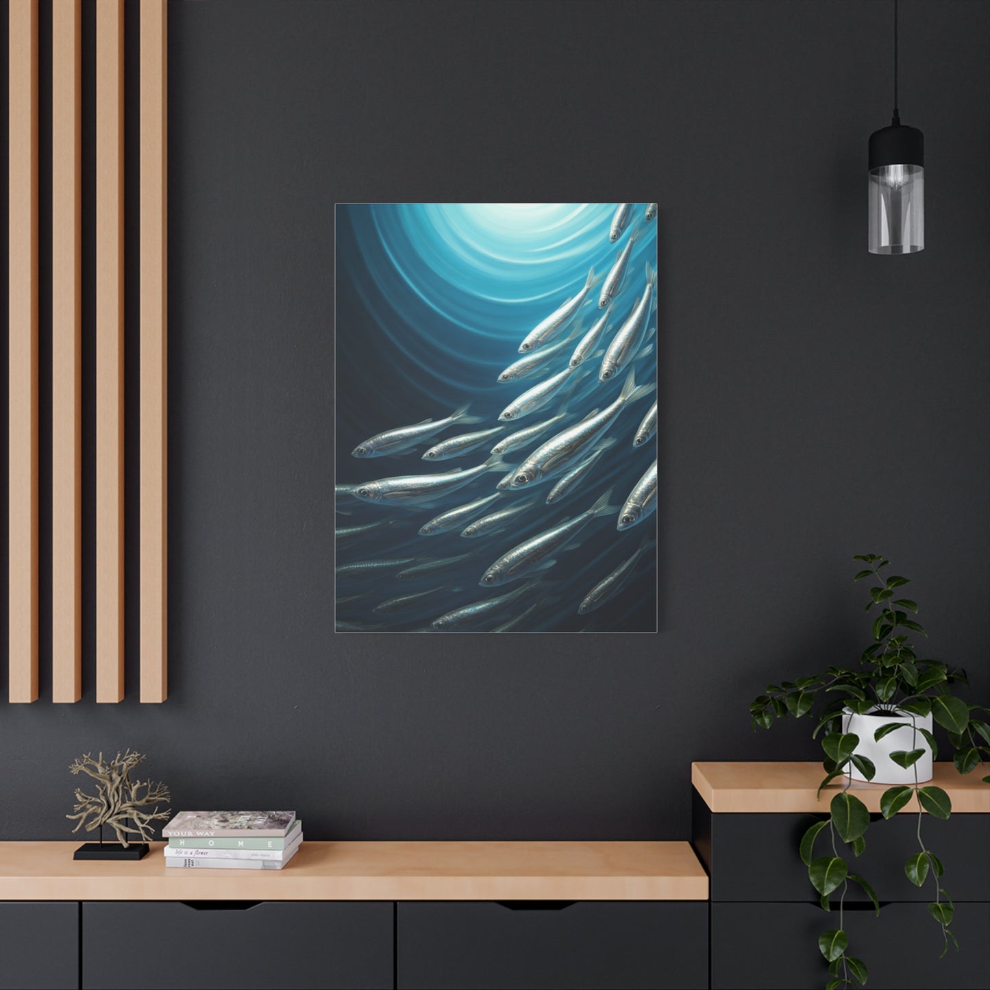 School of Fish in Deep Blue Ocean Wall Art & Canvas Prints