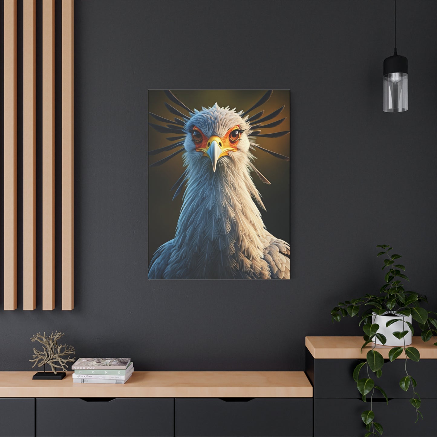 Majestic Secretary Bird Portrait Wall Art & Canvas Prints