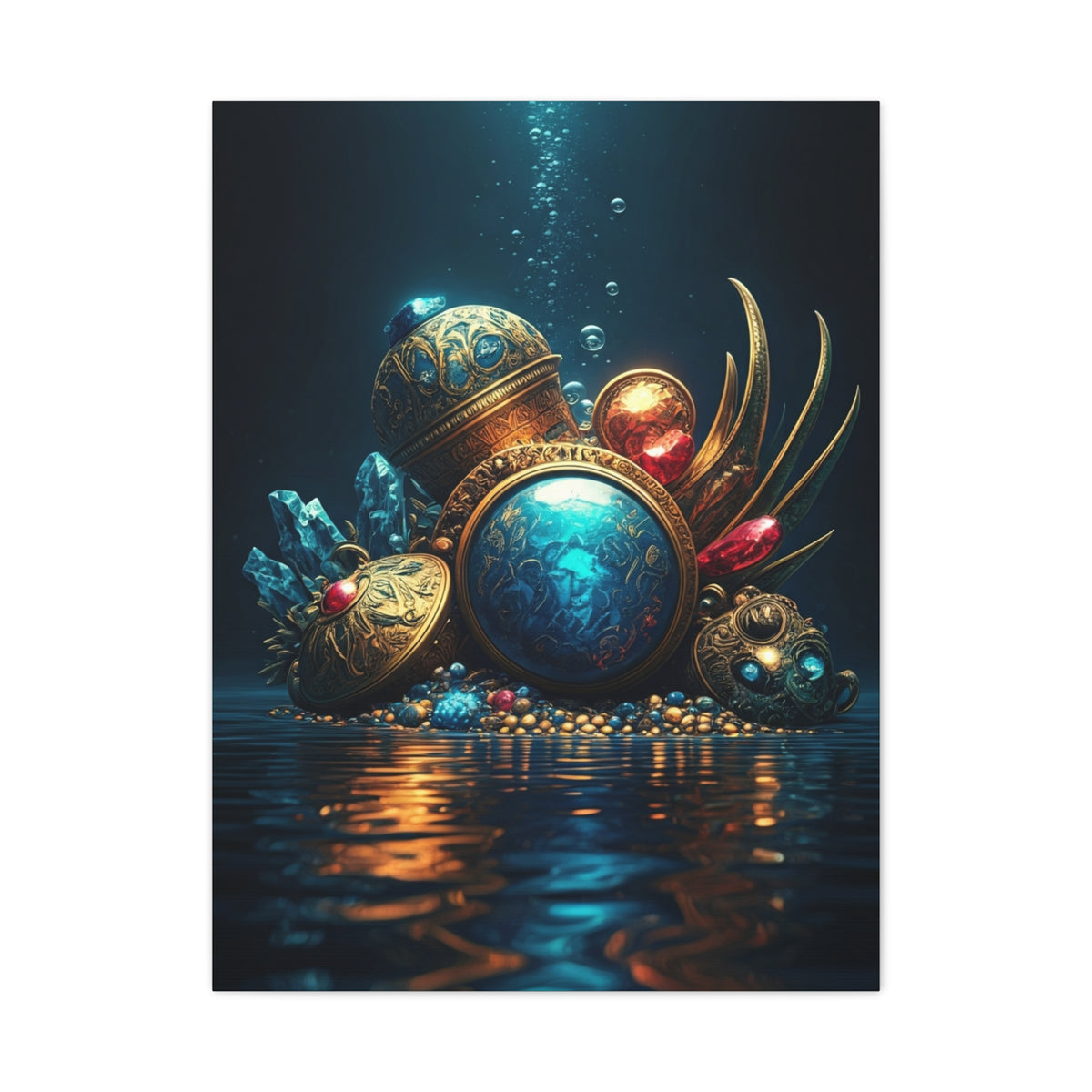 Sunken Royal Treasure Relics in Deep Blue Water Wall Art & Canvas Prints