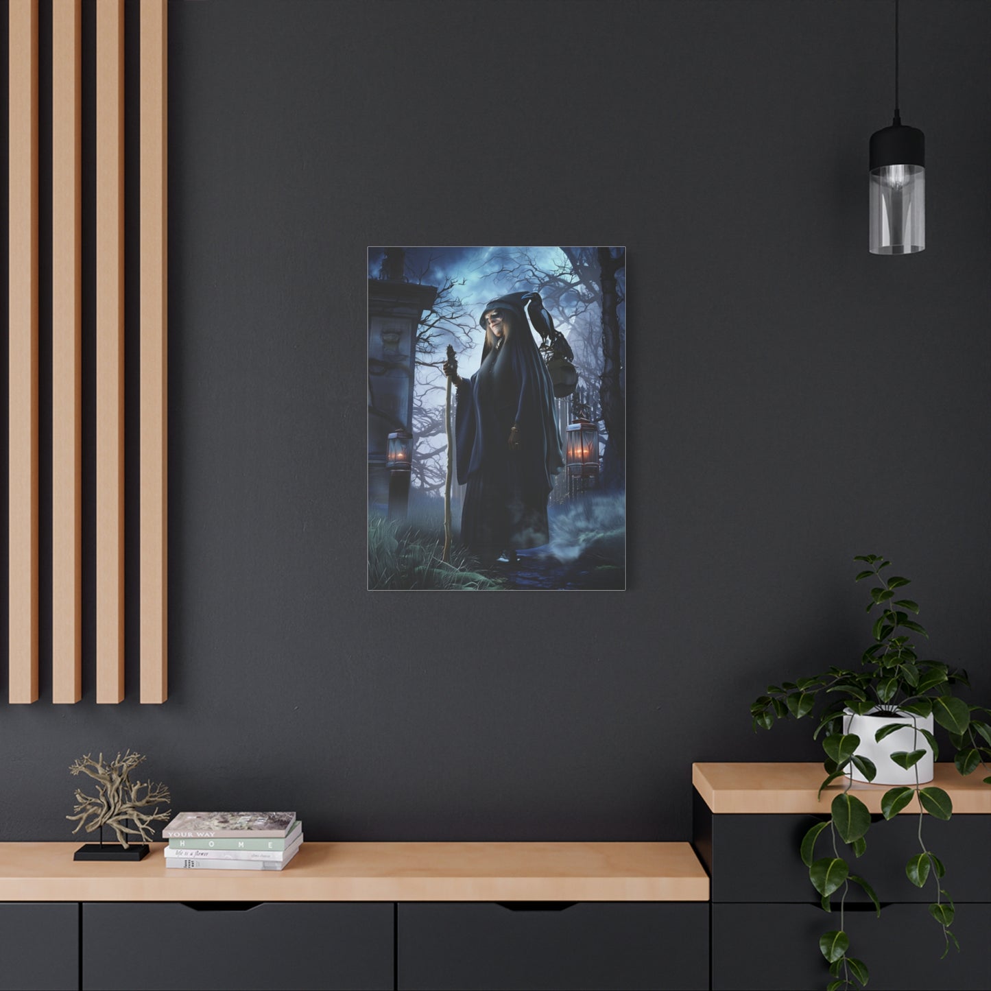 Witch with Raven Dark Fantasy Wall Art & Canvas Print