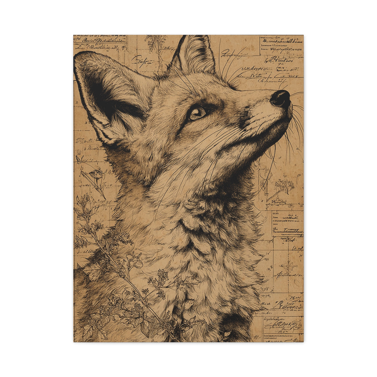 Vintage Natural History Fox Study Wall Art & Canvas Print