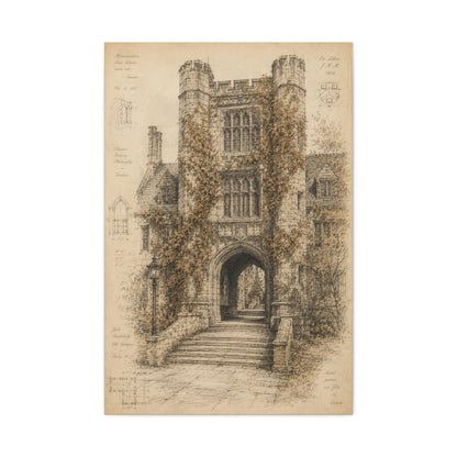 Ivy-Covered Gothic Arch Architectural Study Wall Art & Canvas Print