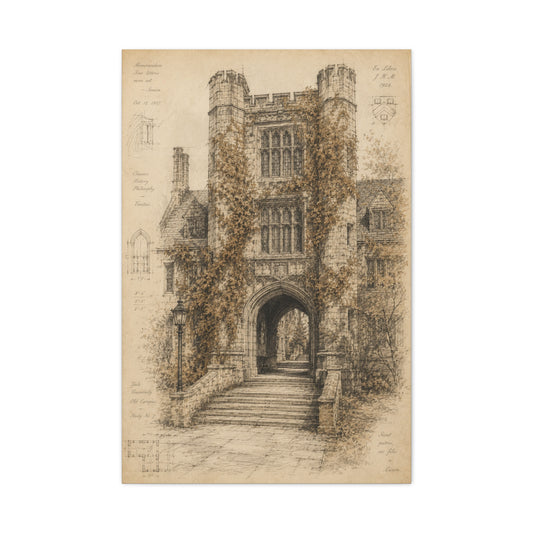 Ivy-Covered Gothic Arch Architectural Study Wall Art & Canvas Print