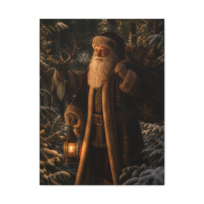 Woodland Lantern Santa Wall Art & Canvas Print