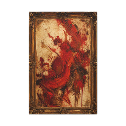 Vintage Framed Red Expressionist Painting Wall Art & Canvas Print