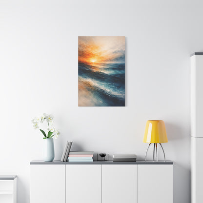 Ocean Sunrise Orange Horizon Wall Art & Canvas Print