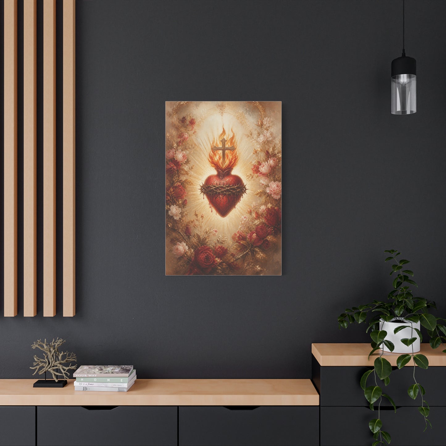 Sacred Heart Floral Devotional Wall Art & Canvas Print