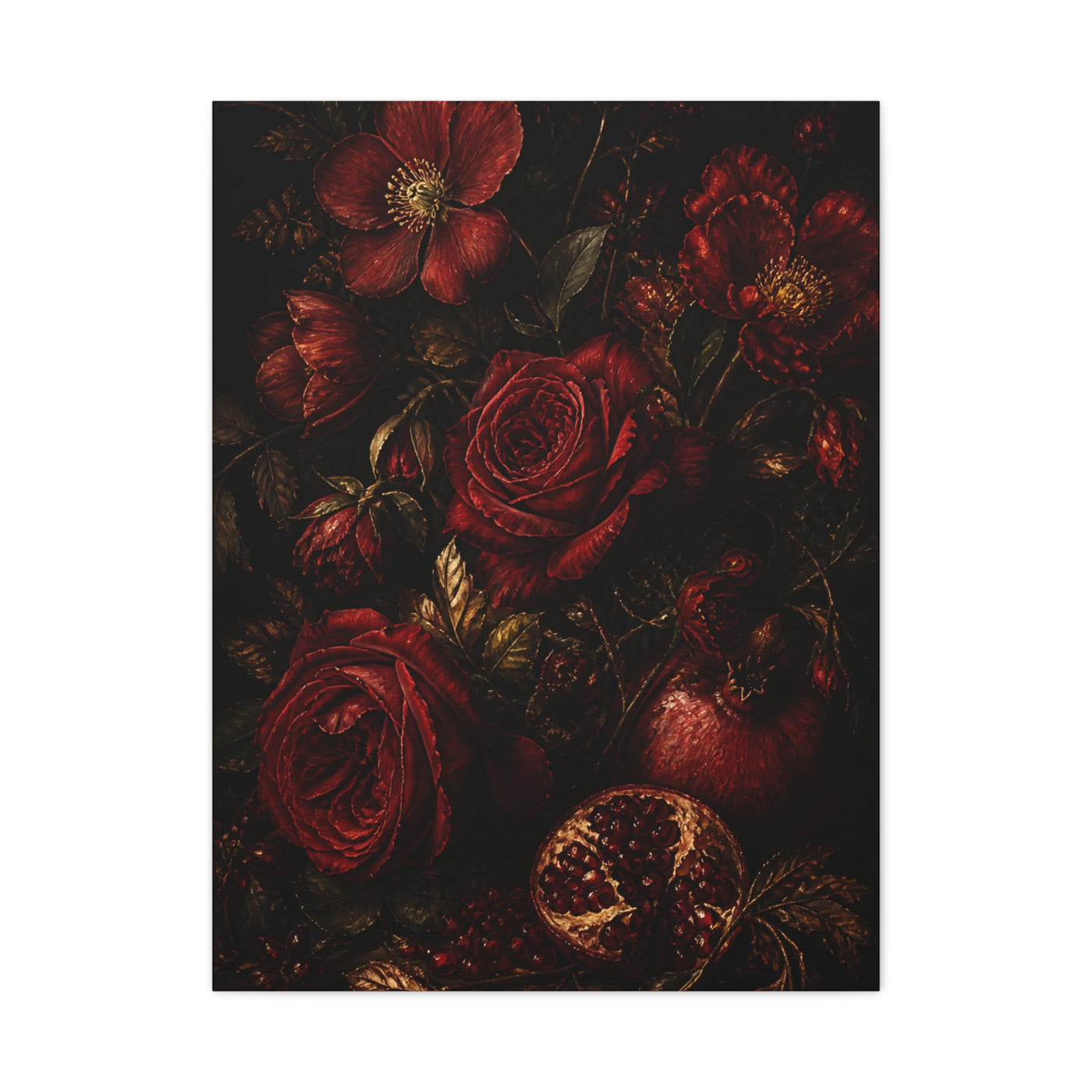 Dark Red Botanical Still Life Wall Art & Canvas Print