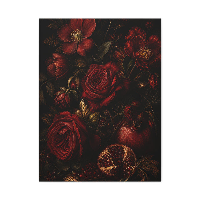 Dark Red Botanical Still Life Wall Art & Canvas Print