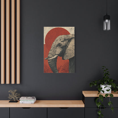 Minimal Boho Elephant Line Portrait Wall Art & Canvas Print