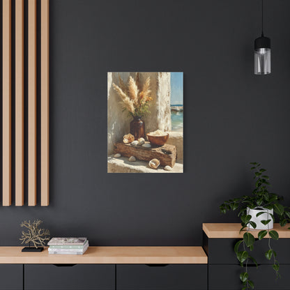 Driftwood Coastal Still Life with Pampas Wall Art & Canvas Print