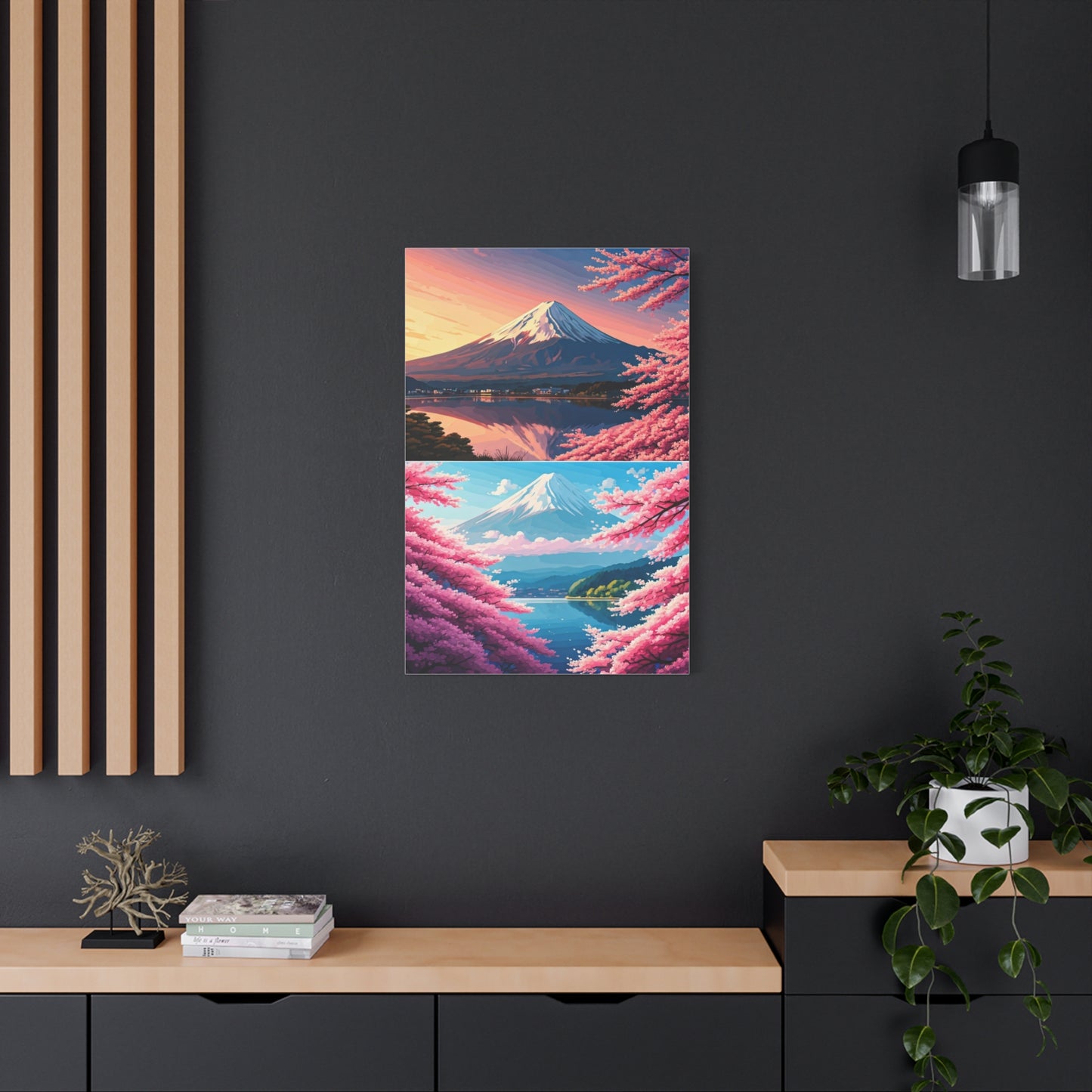 Mount Fuji Sakura Reflection Landscape Wall Art & Canvas Prints
