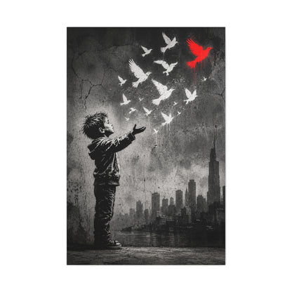 Freedom Birds Urban Stencil Street Wall Art & Canvas Print