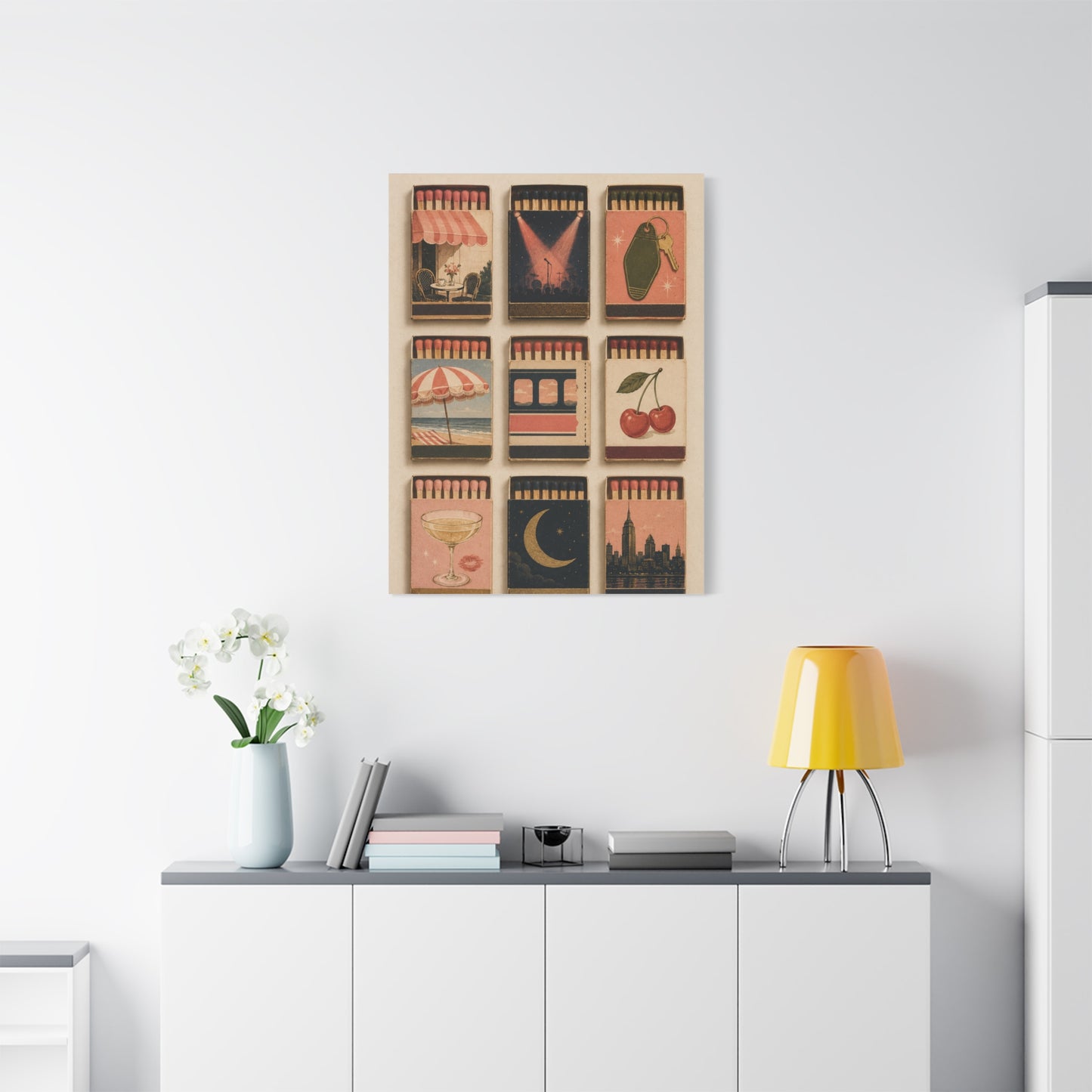 Retro Matchbox Romance Display Wall Art & Canvas Print
