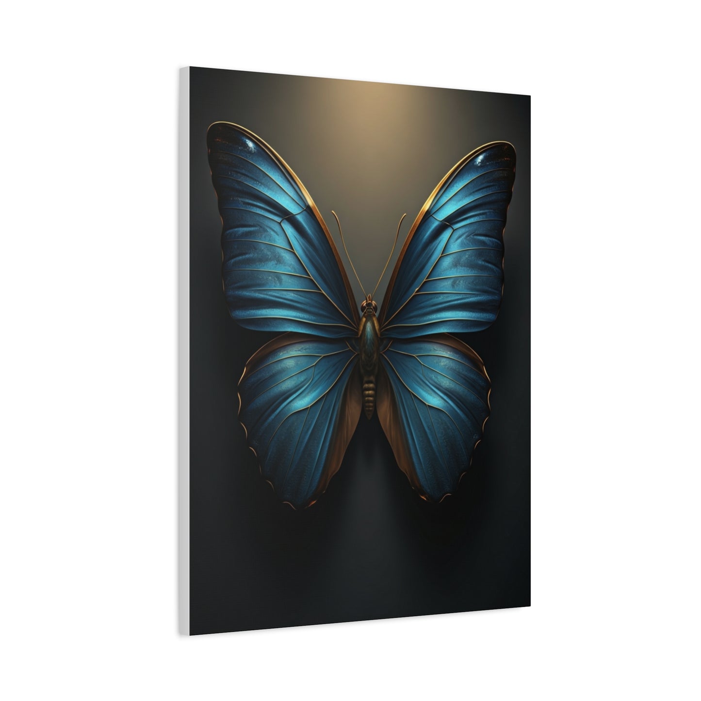 Midnight Blue Butterfly Symmetry Portrait Wall Art & Canvas Prints