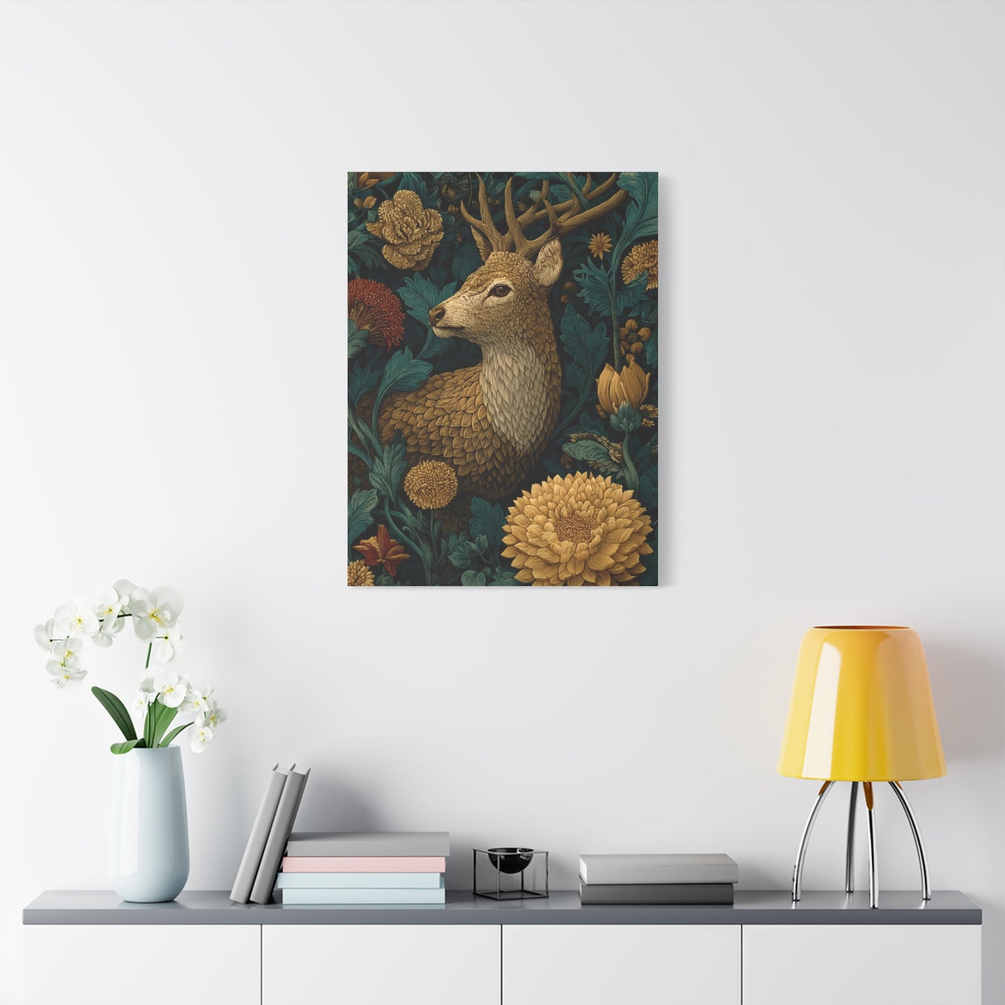 Art Deco Black and Gold Stag Wall Art & Canvas Print