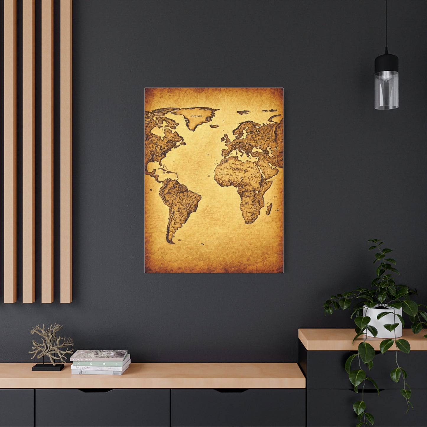 Vintage Portrait Sketch Map Background Wall Art & Canvas Print