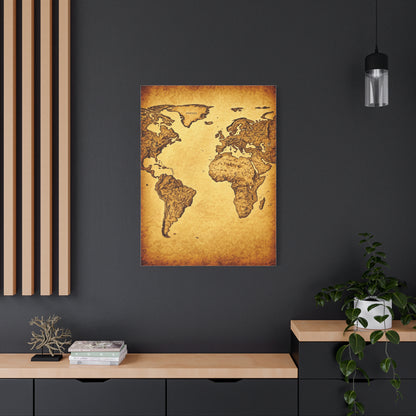Vintage Portrait Sketch Map Background Wall Art & Canvas Print